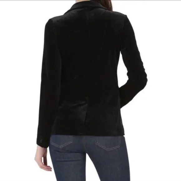 Tahari Luxury Black Velvet Soft One Button Stretch Blazer Size M - Picture 3 of 11
